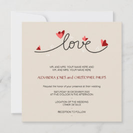 In Love Simple Elegant Text Wedding Kaart