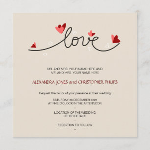 In Love Simple Elegant Text Wedding Kaart