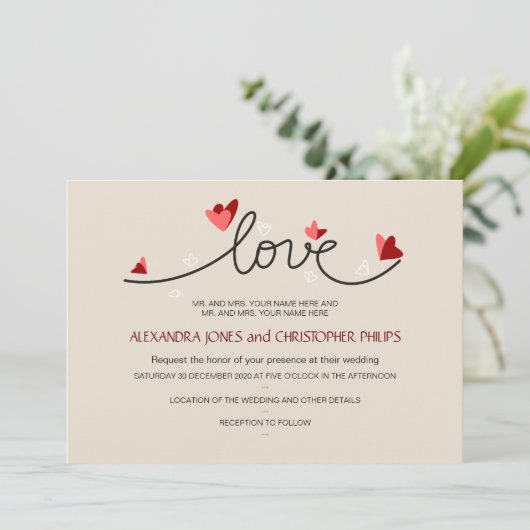 In Love Simple Elegant Text Wedding Kaart (Staand voorkant)