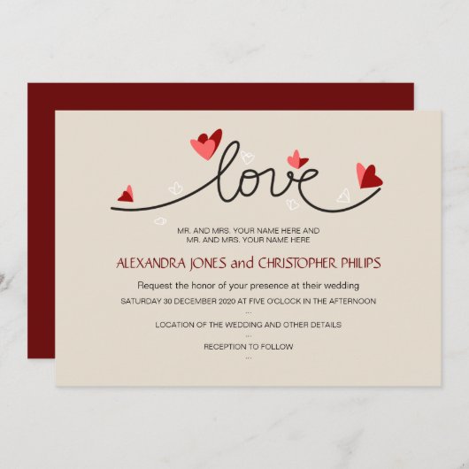 In Love Simple Elegant Text Wedding Kaart (Voorkant / Achterkant)