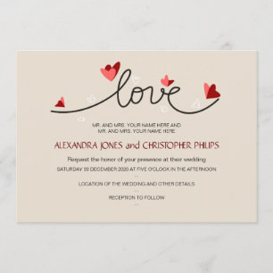 In Love Simple Elegant Text Wedding Kaart
