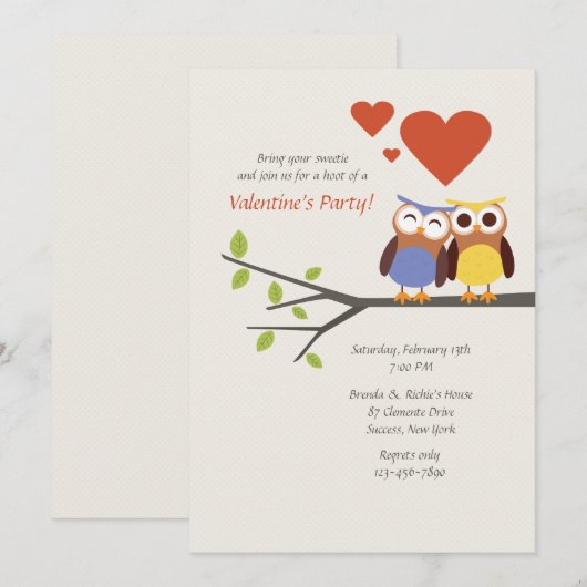 In Love Valentijns Party Invitation Kaart (Voorkant / Achterkant)