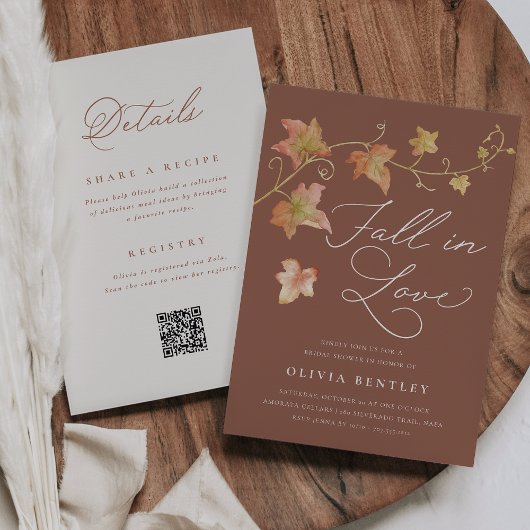 "In Love Vallen" Dubbelzijdige QR-code Bruidsfeest Kaart