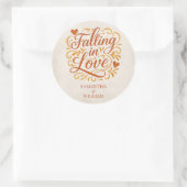 In Love Vallen Moderne Herfst Bruiloft Ronde Sticker (Tas)