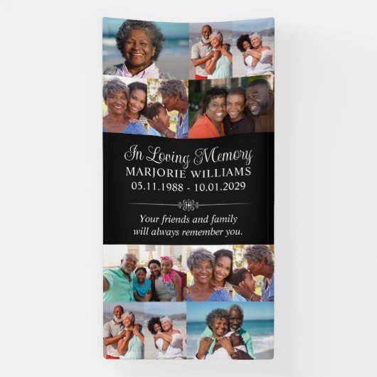 In Loving Memory 12 Fotocollage Grave Hoesje Spandoek (Verticaal)