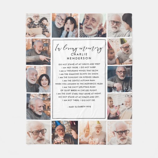 In Loving Memory 14-Fotonaam & Aangepaste offerte Fleece Deken (Voorkant)