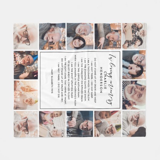 In Loving Memory 14-Fotonaam & Aangepaste offerte Fleece Deken (Voorkant (Horizontaal))