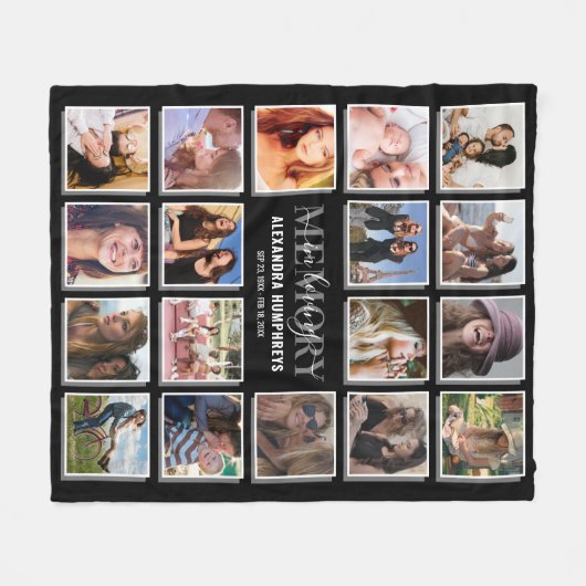 In Loving Memory 18 Photo Memorial Fleece Deken (Voorkant (Horizontaal))