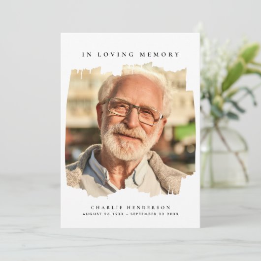 In Loving Memory 2-foto Moderne begrafenis Bedankkaart (Staand voorkant)