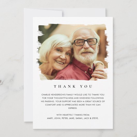 In Loving Memory 2-foto Moderne begrafenis Bedankkaart (Achterkant)