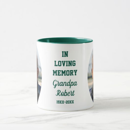 In Loving Memory 2 Photo Memorial Keepsake Green Mok (Midden)