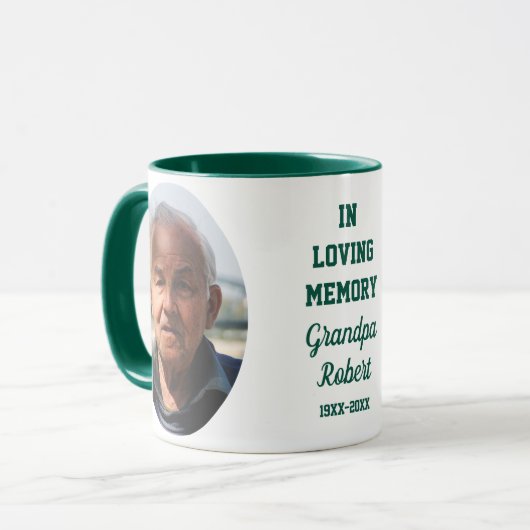 In Loving Memory 2 Photo Memorial Keepsake Green Mok (Voorkant links)