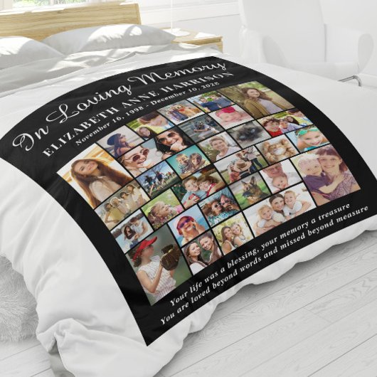 In Loving Memory 30 Photo Collage Memorial Fleece Deken