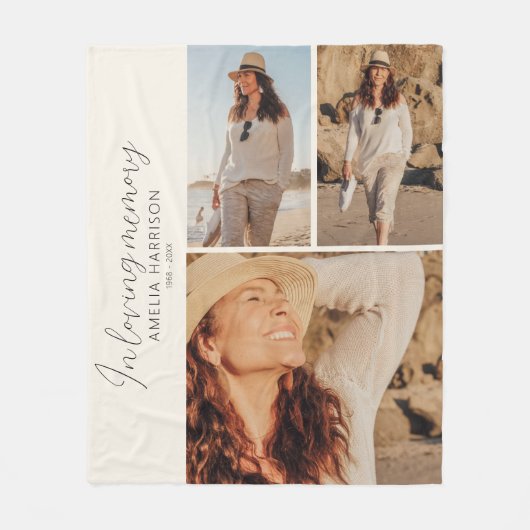 In Loving Memory 3 Foto Memorial Keepsake Fleece Deken (Voorkant)