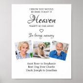 In Loving Memory 3 Photo Memorial Wedding Poster (Voorkant)