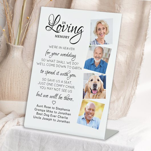 In Loving Memory 4 Photo Heaven Wedding Memorial Reclamebord Met Voetstuk