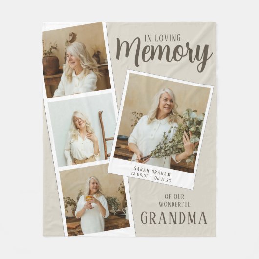 In Loving Memory 4 Photo Snaps Fleece Blanket (Voorkant)