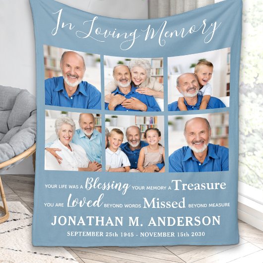 In Loving Memory 6 Foto Herdenking Memorial Fleece Deken