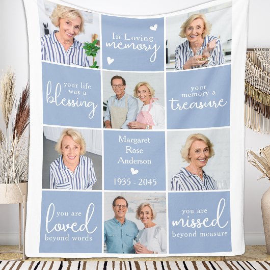 In Loving Memory 6 Fotocollage Custom Memorial Fleece Deken