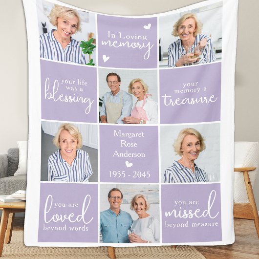 In Loving Memory 6 fotocollage gedicht Fleece Deken