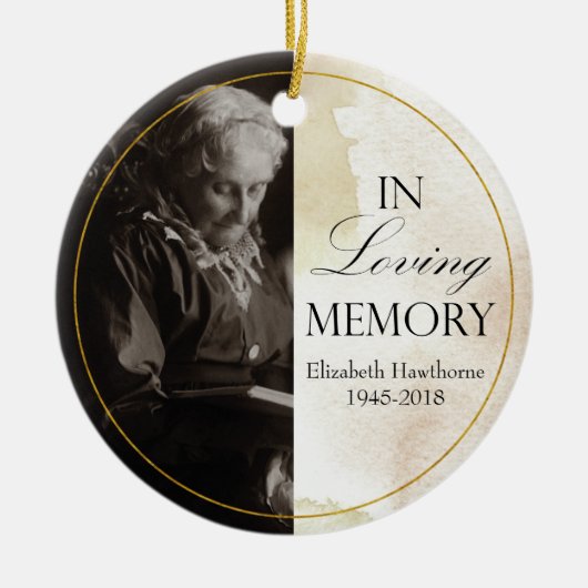 "In loving memory" aangepast Foto Memorial Keramisch Ornament (Voorkant)