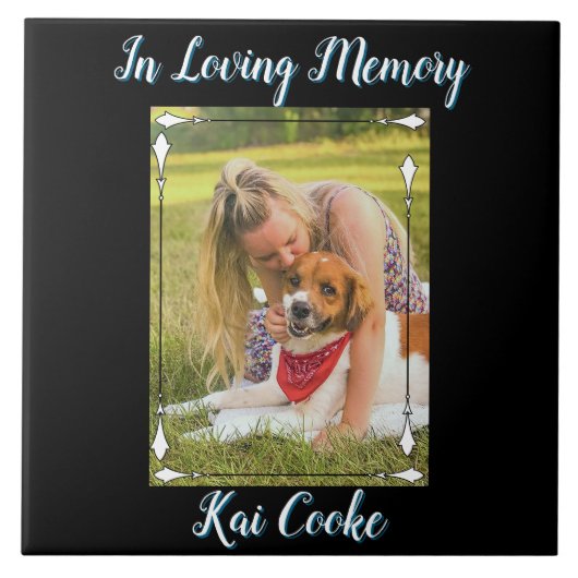 In Loving Memory Aangepaste naam Foto Tegeltje (Voorkant)