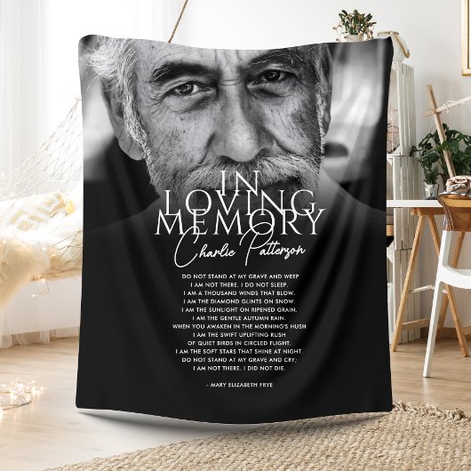 In Loving Memory Aangepaste tekst & foto Memorial Fleece Deken