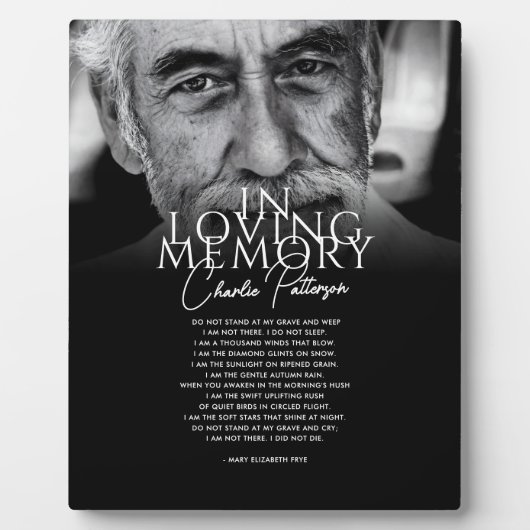 In Loving Memory Aangepaste tekst & foto Memorial Fotoplaat (Voorkant)