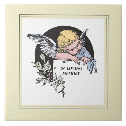 In Loving Memory  Angel, Herdenking, Gold Tegeltje (Voorkant)