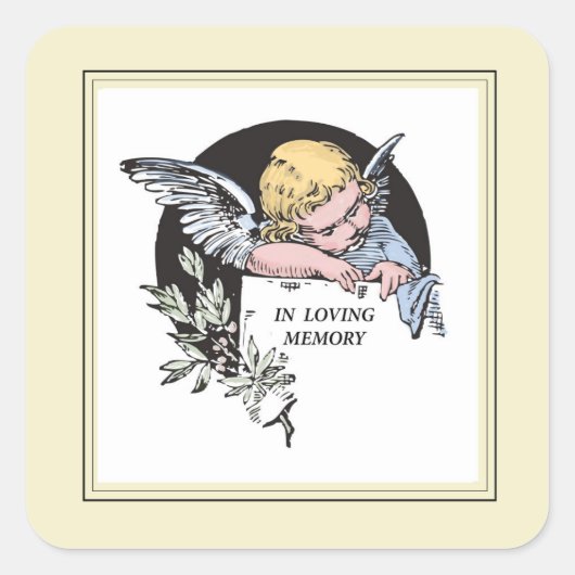 In Loving Memory  Angel, Herdenking, Gold Vierkante Sticker (Voorkant)