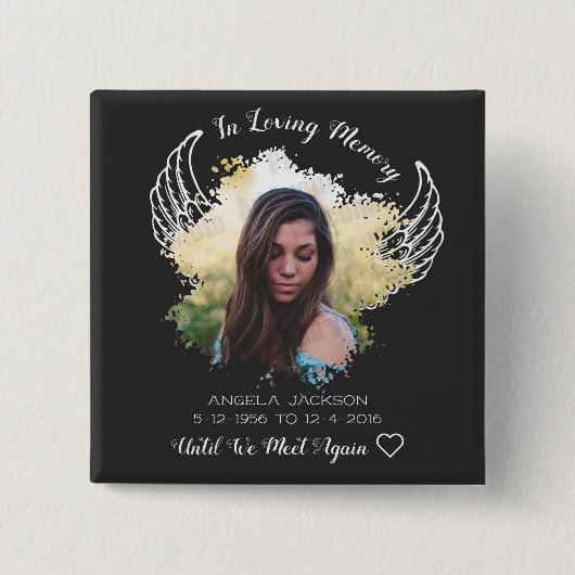 In Loving memory angel wings photoButton Vierkante Button 5,1 Cm (Voorkant)
