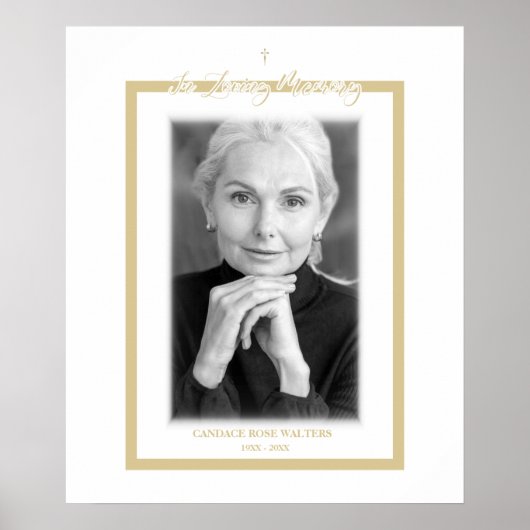 In Loving Memory B&W Golden Photo Service Beste Poster (Voorkant)
