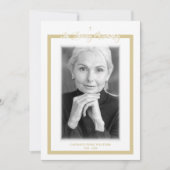 In Loving Memory B&W Golden Photo Service Dear Notitiekaartje (Voorkant)