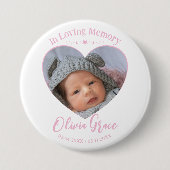 In Loving Memory Baby Foto Hart Liefde Keepsake Ronde Button 7,6 Cm (Voorkant)