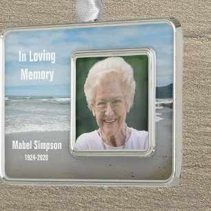 In Loving Memory Beach Foto Verzilverd Omlijst Ornament