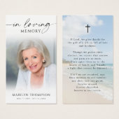 In Loving Memory Beach Photo Funeral Prayer Cards Visitekaartje (Voorkant /achterkant)