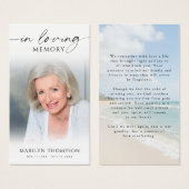 In Loving Memory Beach Photo Memorial Cards Visitekaartje (Voorkant /achterkant)