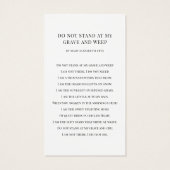 In Loving Memory Before & After Prayer Card Visitekaartje (Achterkant)