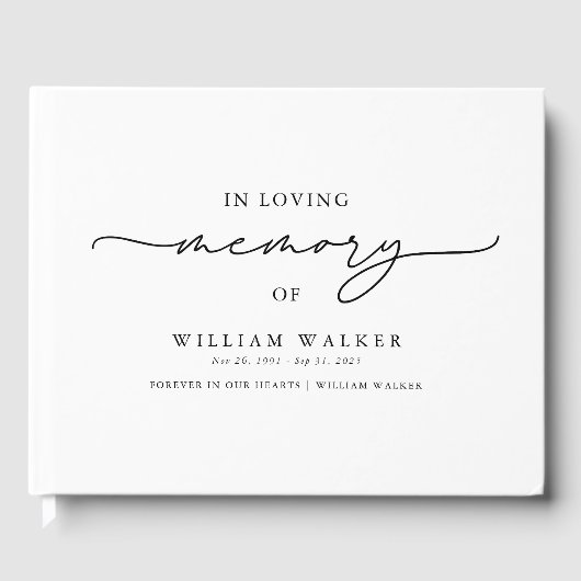 In Loving Memory begrafenis in zwart-wit Gastenboek (Voorkant)
