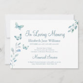 In Loving Memory begrafenis Stoffige Blauwe Vlinde Kaart (Voorkant)