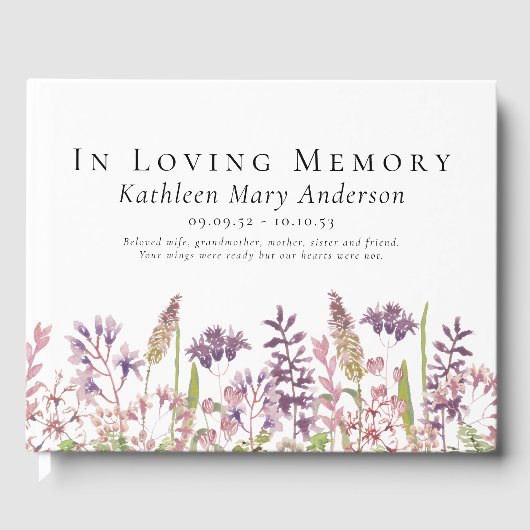 In Loving Memory begrafenis van Wildflower Memoria Gastenboek (Voorkant)