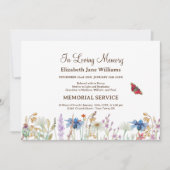 In Loving Memory Begrafenis Wildflower & Butterfly Kaart (Voorkant)