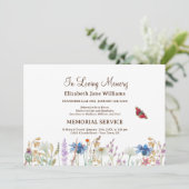 In Loving Memory Begrafenis Wildflower & Butterfly Kaart (Staand voorkant)
