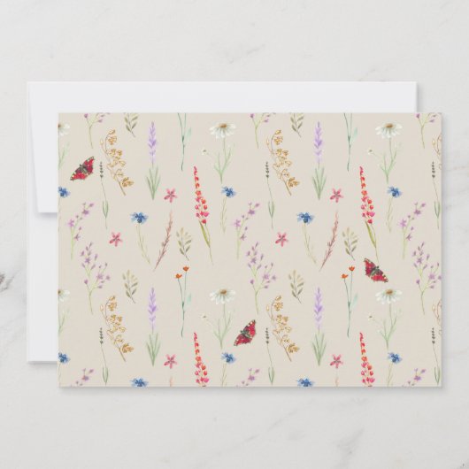 In Loving Memory Begrafenis Wildflower & Butterfly Kaart (Achterkant)