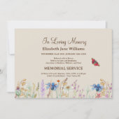 In Loving Memory Begrafenis Wildflower & Vlinder Kaart (Voorkant)