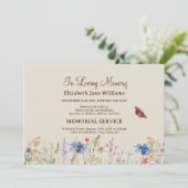 In Loving Memory Begrafenis Wildflower & Vlinder Kaart (Staand voorkant)