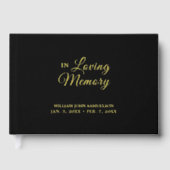 In Loving Memory Begrafenis Zwart Goud Gastenboek (Voorkant)