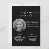 In Loving Memory Begrafenisdienst Zwart Kaart (Voorkant)