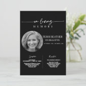 In Loving Memory Begrafenisdienst Zwart Kaart (Staand voorkant)