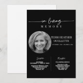 In Loving Memory Begrafenisdienst Zwart Kaart (Voorkant / Achterkant)